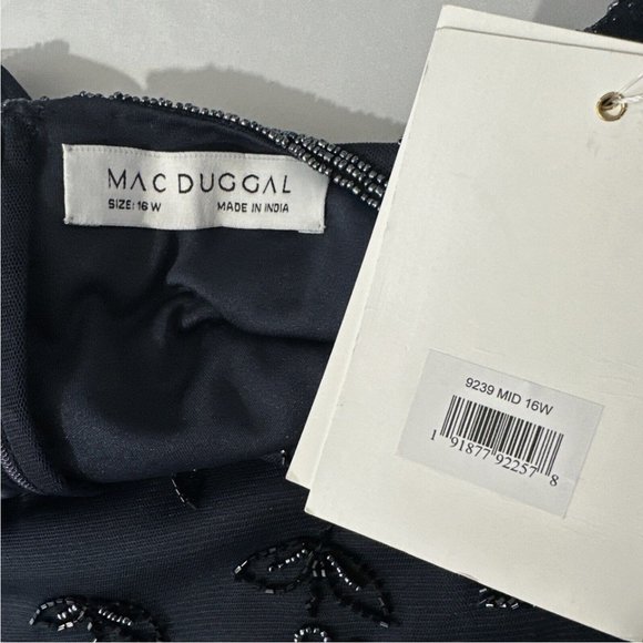 NWT $698 Mac Duggal [ 16W ] Embellished Flutter Tiered Long‎ Sleeve Gown Q634 - Picture 5 of 16